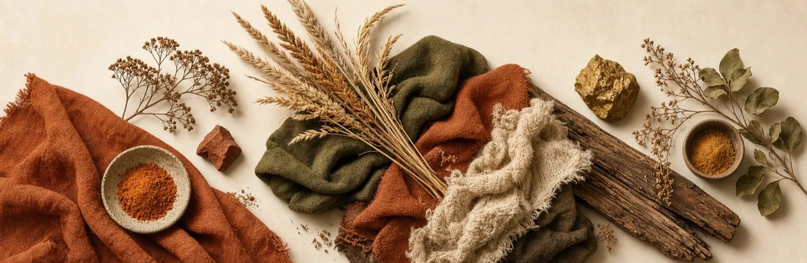 True Autumn mood, natural materials and textiles in the season's own palette